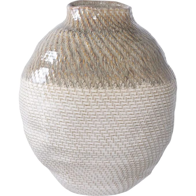 Vaas, keramiek, wit/groen ø26x30,5 cm