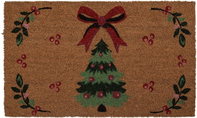 Clayre & Eef Deurmat 75x45x1 cm Bruin Kokos Kerst