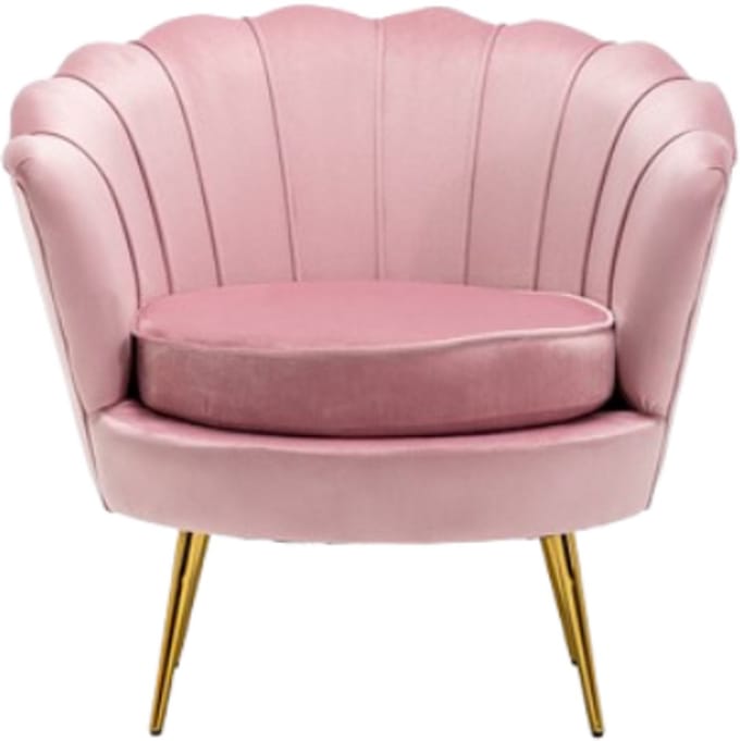 Russle Velvet Schelp Fauteuil/Stoel Roze