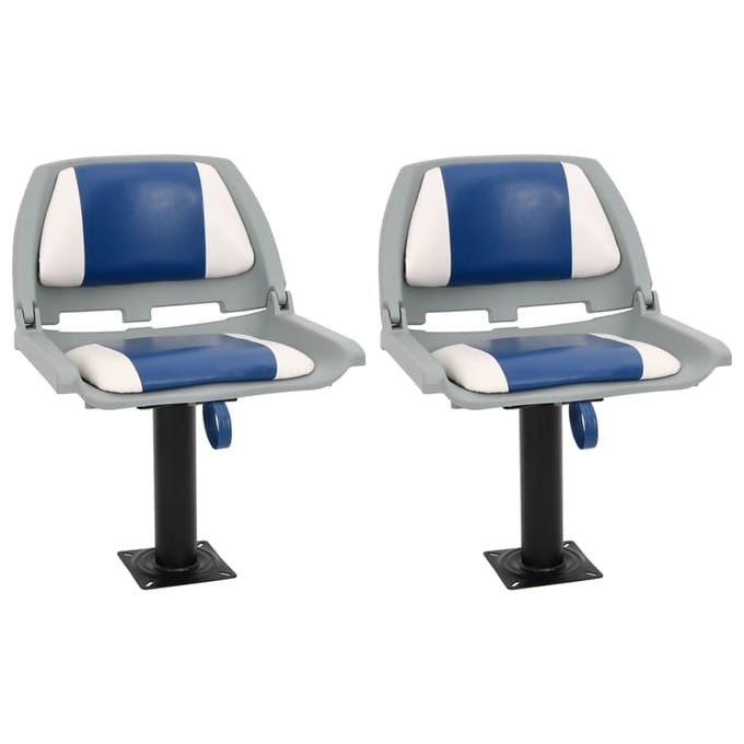 vidaXL - 4-delige - Bootstoelenset - inklapbaar - 48x51x41 - cm - blauw - en - wit
