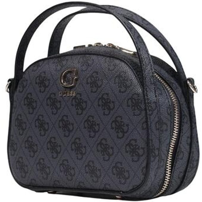 GUESS schoudertas handtas Coleen Logo Top Zip Crossbody Coal Logo donkergrijs