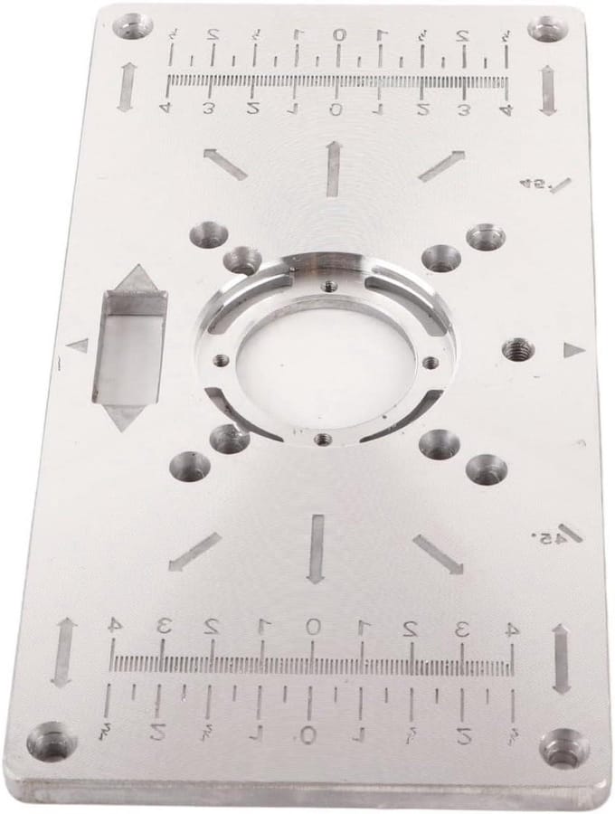 Freesmachine Inzetplaat - Houtbewerking Hulp - Precisie Houtbewerking - Aluminium Constructie - 20x24 cm - Zilver