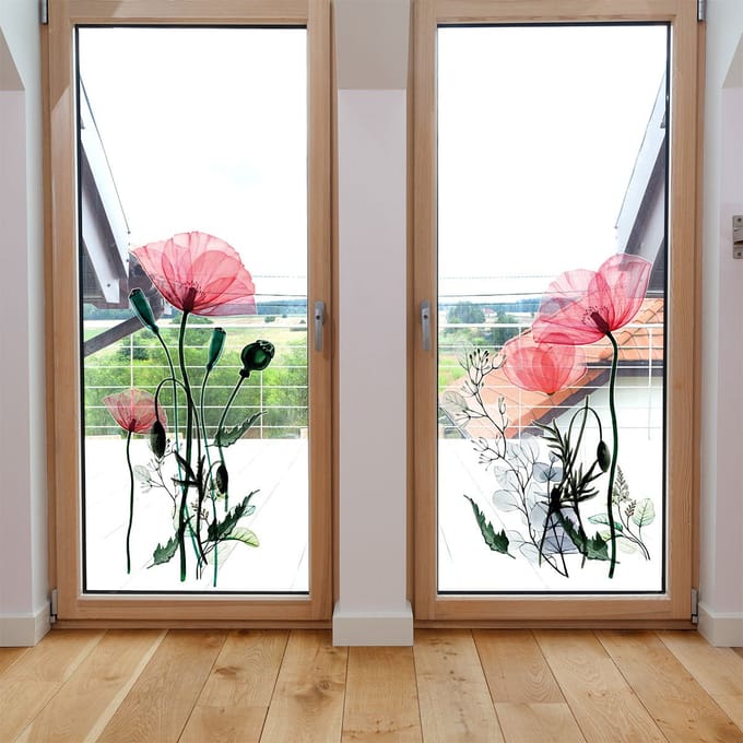 Muurstickers - Chique klaprozen - Transparante achtergrond - 135x90cm