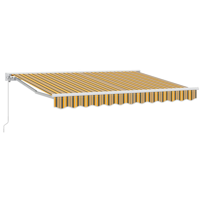 vidaXL - Handmatig - uitschuifbare - luifel - Geel, - Grijs - en - Wit - 3 - x - 2,5 - m