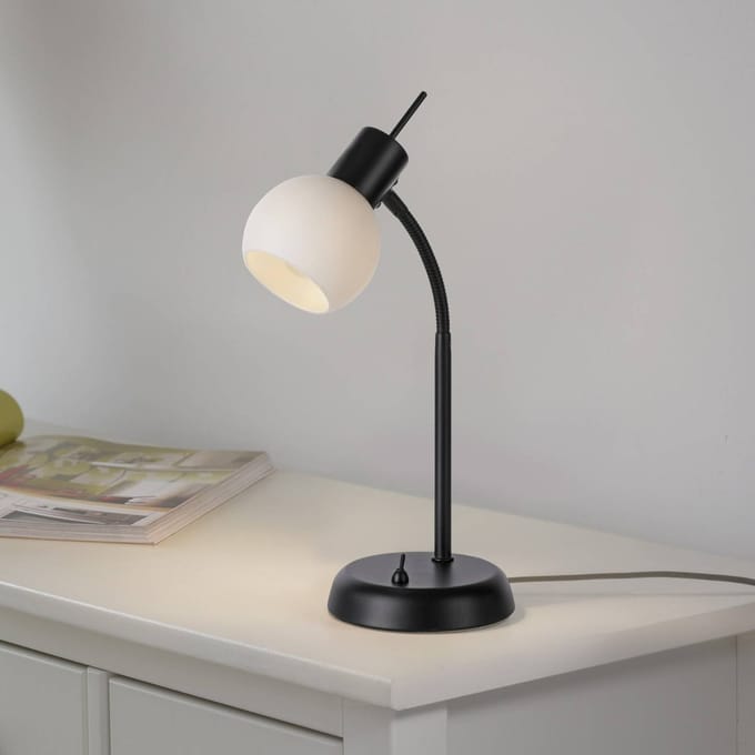 JUST LIGHT. GmbH JUST LIGHT. Loki tafellamp, zwart, ijzer, glas