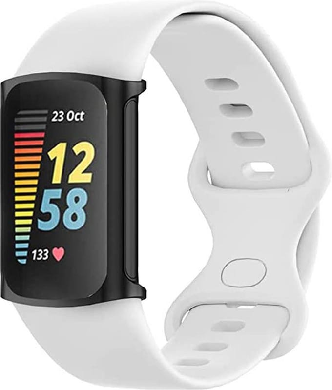 Bandje geschikt voor Fitbit Charge 5 - Siliconen Wit