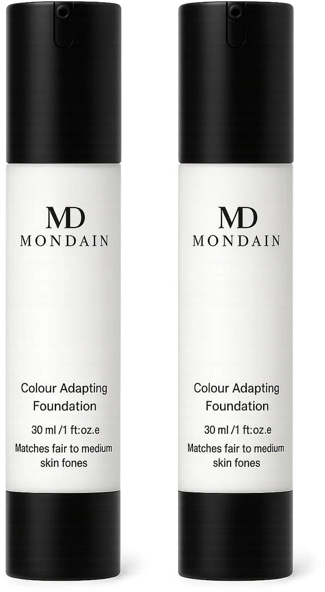 Mondain Changing Foundation 2 stuks – Nooit meer verkeerde kleur – Meekleurende foundation – 2x 30ml