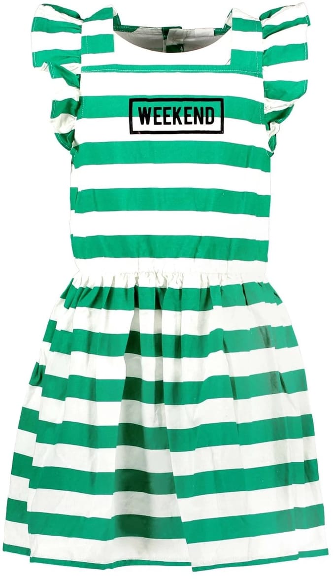 B.Nosy Jurk Weekend Green Stripe maat 158/164