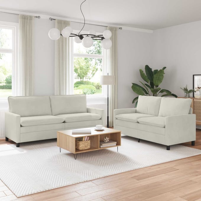 vidaXL - Bankstel - 2 - st - Crèmekleurig - Fluweel
