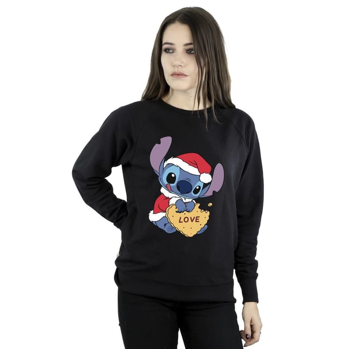 Disney Dames/Dames Lilo And Stitch Kerstmis Love Biscuit Sweatshirt (Zwart)