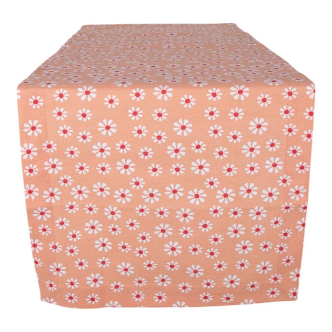 Daisy flowers tafelloper oranje 50x140 cm