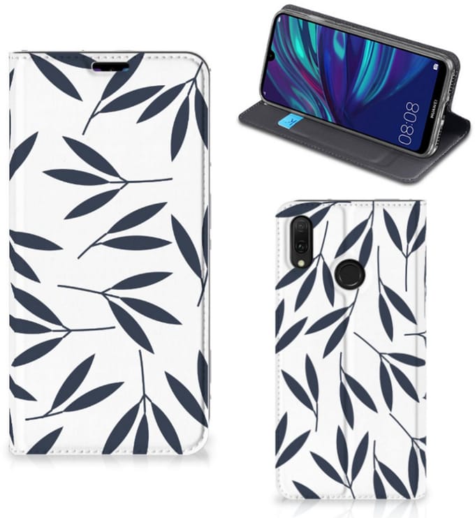 Huawei Y7 hoesje Y7 Pro (2019) Smart Cover Leaves Blue