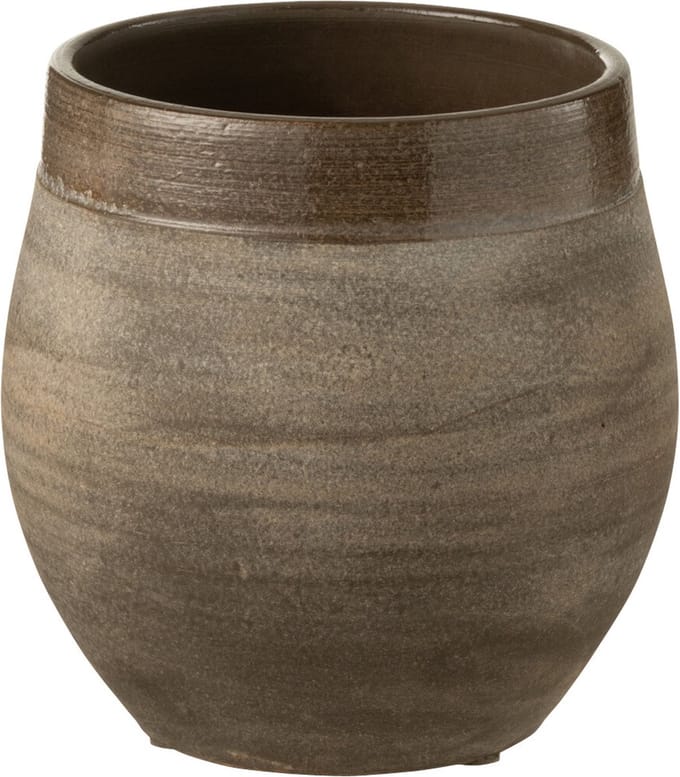 J-Line bloempot Gio - keramiek - bruin - small - Ø 19 cm
