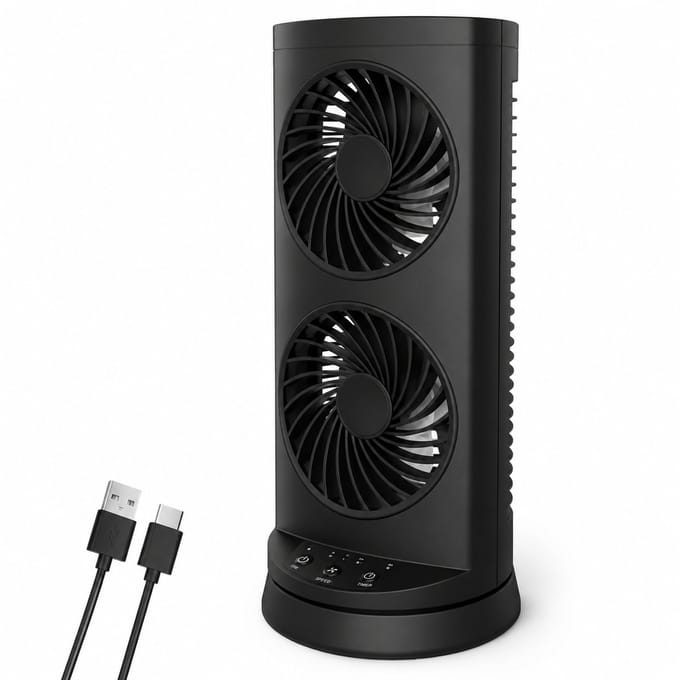 Tafelventilator 30 cm – 110° Oscillatie – 3 Modi – Timer 2/4/8 Uur – Draagbaar – Afstandsbediening – Zwart