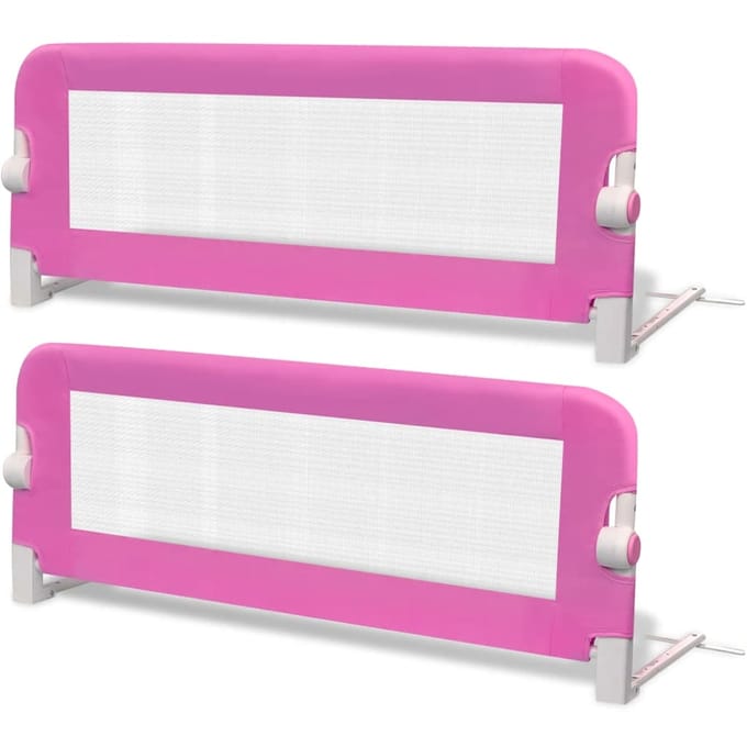 Garde-corps de sécurité pour lit d'enfant 2 pièces Rose 102 x 42 cm