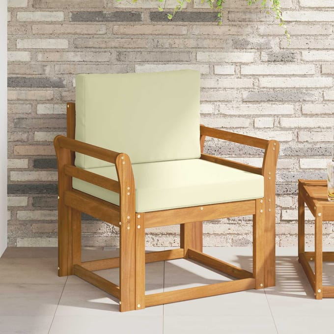 vidaXL - Buitensofa - Massief - Acacia - Hout - en - Polyester - Naturel