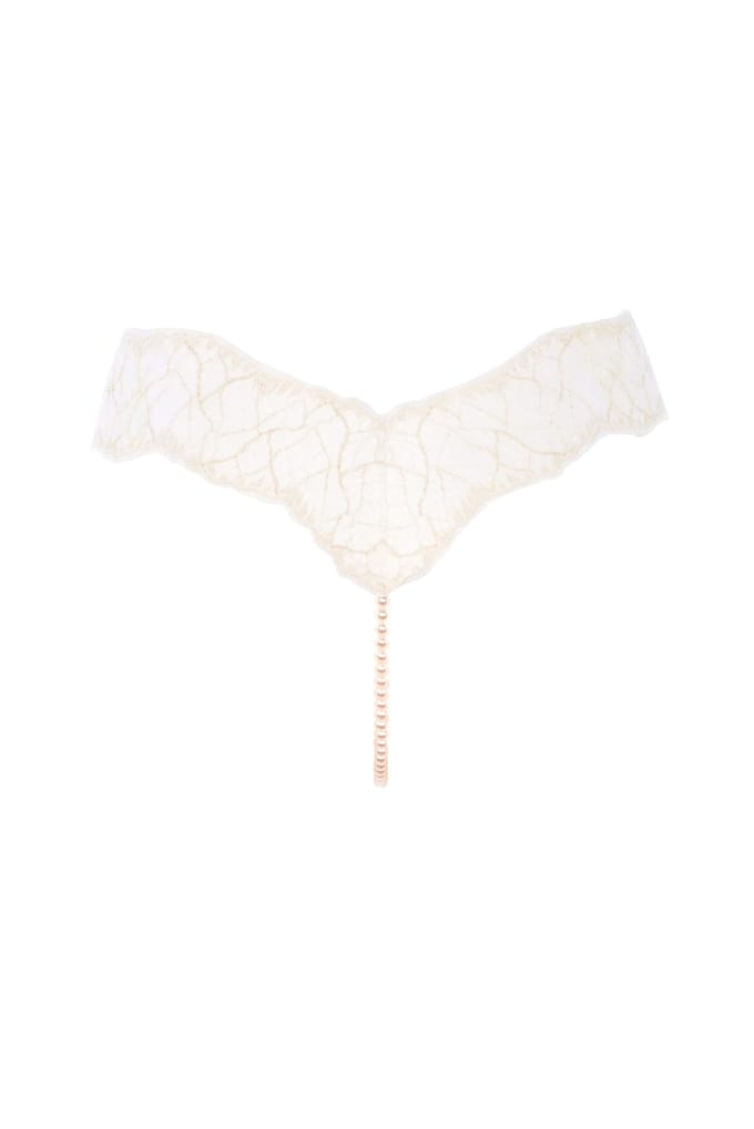 Bracli - Sydney Perlenstring Elfenbein - Luxus-Dessous mit Perlenkette Größe L