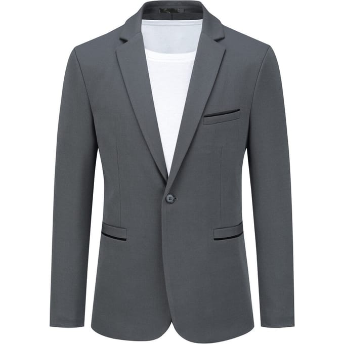 Heren colbert slim fit jas zakelijk dagelijks blazer grijs