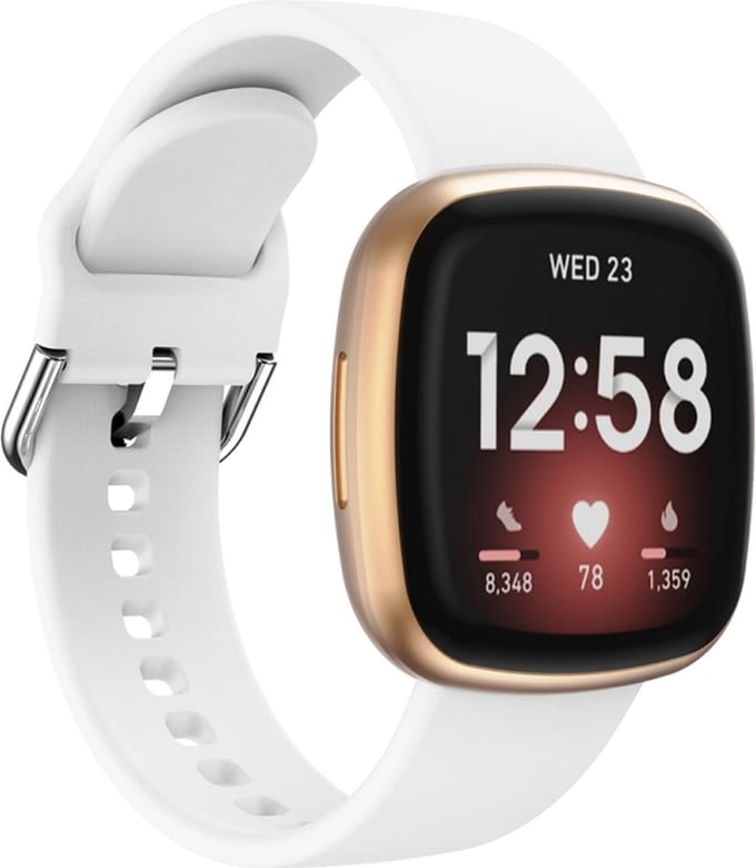Siliconen bandje - geschikt voor Fitbit Versa 3 / Versa 4 / Sense / Sense 2 - wit