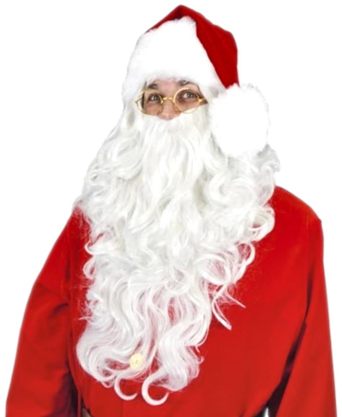 Witbaard Pruik Met Baard En Snor Kerstman Synthetisch Wit