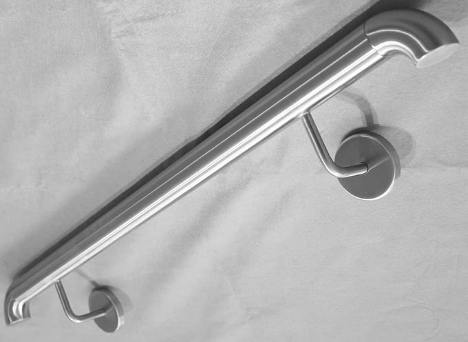 RVS Wandleuning 600 mm met 90 Graden Bocht - Stevige Trapleuning 42,4mm