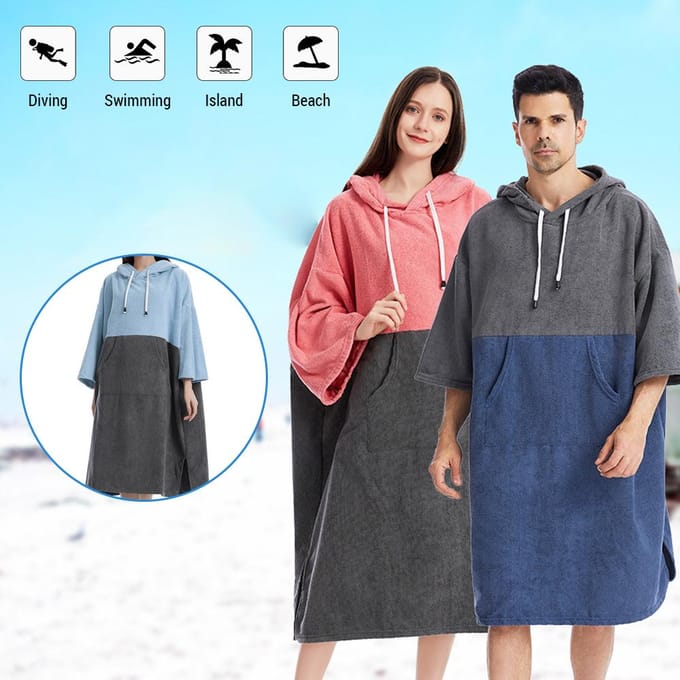 Sneldrogende badhanddoeken Zwembadaankleedjas Sneldrogende poncho Surfen Duiken Handdoek met capuchon Strandmantel roze