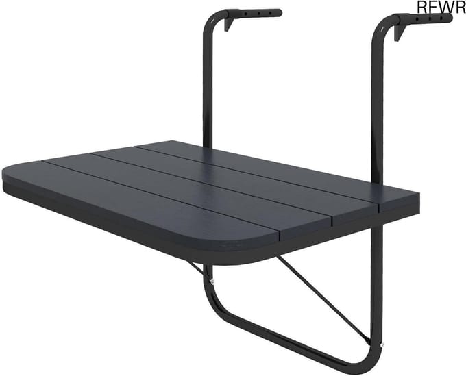 RFWR® Inklapbare Balkontafel voor Balkon met Verstelbare Hoogte - 60 x 40 cm, Zwart
