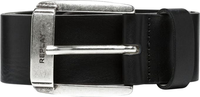 REPLAY Leren Riem Classic Belt W85 Black Zwart