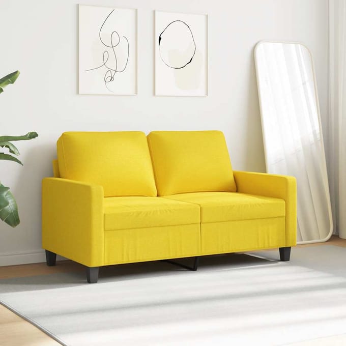 Vidaxl Bank 2-Persoons, Lichtgeel, 120 Cm, Bekleed met Stof