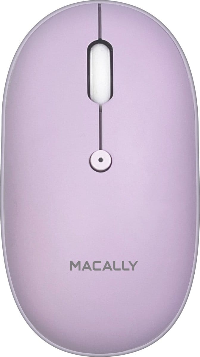 Macally BTTOPBAT-PU Optische draadloze bluetooth-muis voor Mac en PC - Met ingebouwde heroplaadbare batterij – Paars