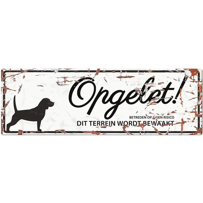 D&d Home - Waakbord - Hond - Warning Sign Square Terrier N 20x25cm Wit - 1st