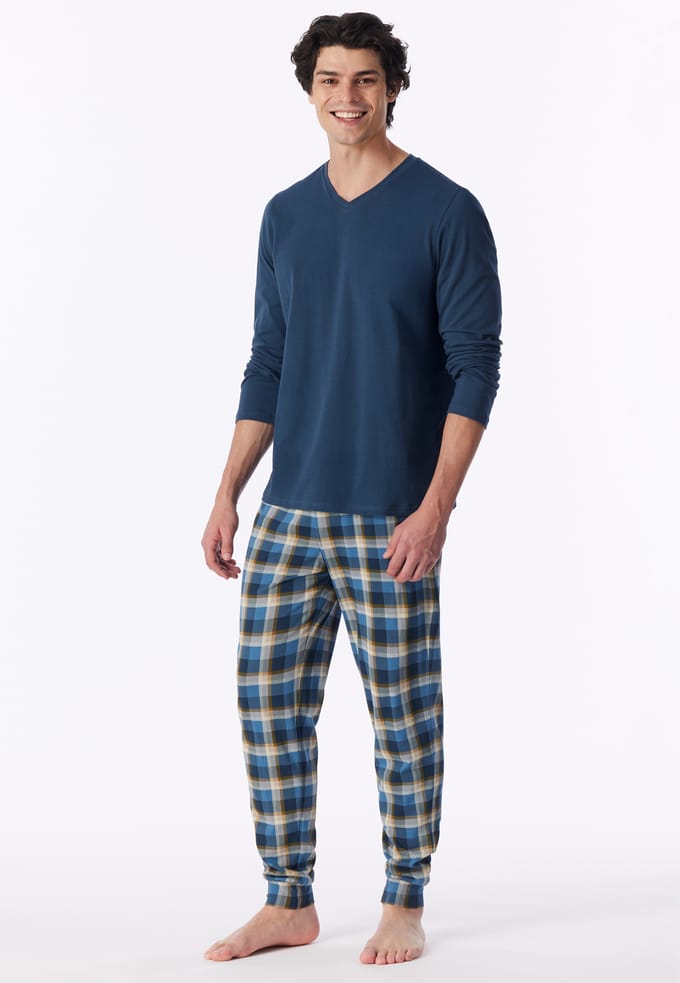 Lange pyjama met manchetten, diepblauw - Casual Essentials 48