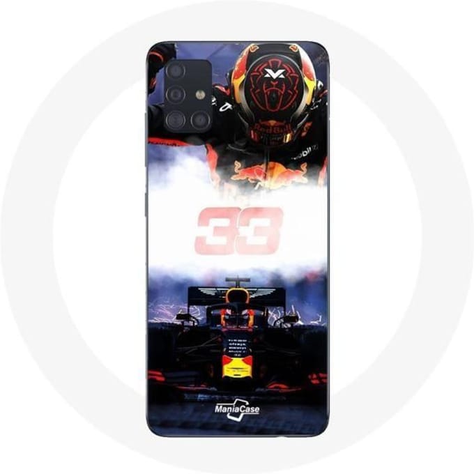 Hoesje voor Samsung Galaxy A71 Formule 1 Max Verstappen F1 Driver Zwart Rood en Geel