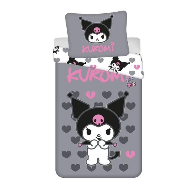 Hello Kitty & Friends Dekbedovertrek Kuromi Hearts - 140 x 200 cm / 70 x 90 cm - Katoen