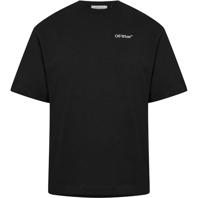 Off White Heren-T-shirt met kettingprint (Zwart)