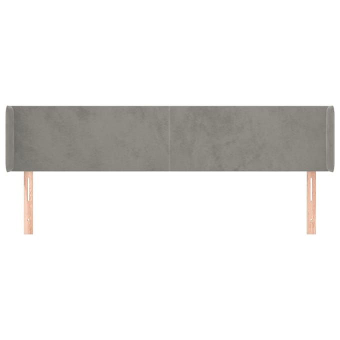 vidaXL - Hoofdbord - met - randen - 183x16x78/88 - cm - fluweel - lichtgrijs