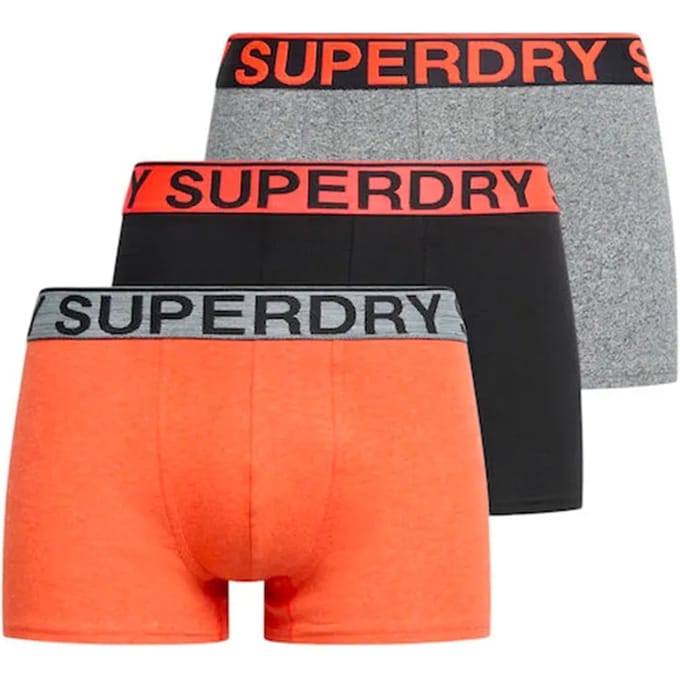 Superdry TRUNK TRIPLE PACK Heren Onderbroek - Karst Mega Blck/Blck/Ornge Mrl
