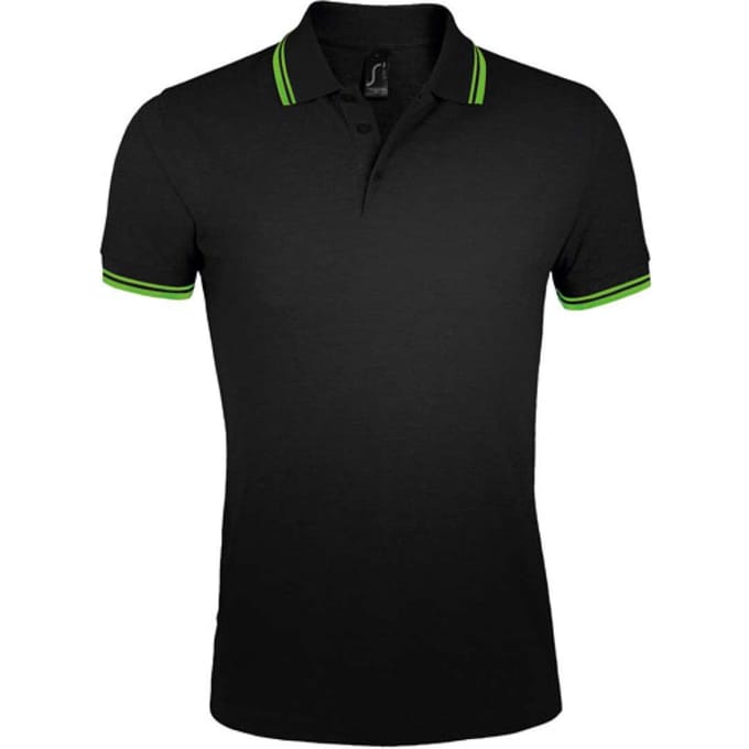 SOLS Heren Pasadena Poloshirt (Zwart/Kalk)