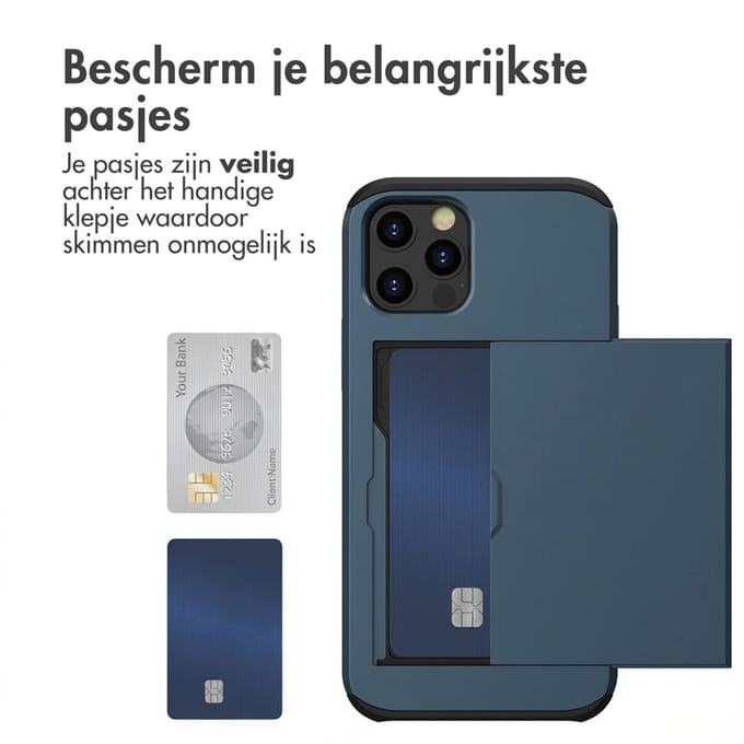 imoshion Hoesje met Pasjeshouder - Geschikt voor Apple iPhone 12 Pro / 12 - Donkerblauw