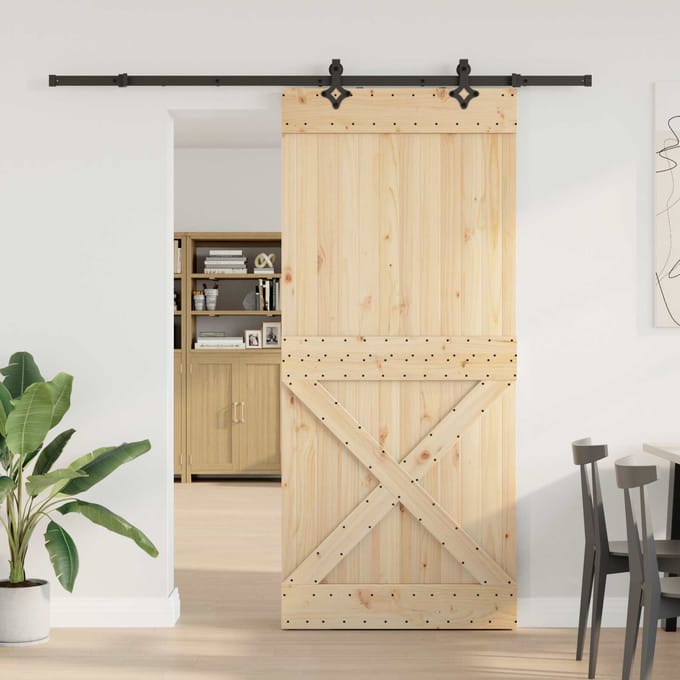 vidaXL - Schuifdeur - NARVIK - Naturel - en - Zwart - 100 - x - 210 - cm - (213,5 - cm)