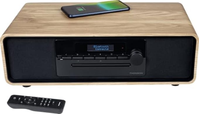 Micro-chaîne Bluetooth Hifi Systeem - Radio FM/DAB+ - CD/MP3/USB - Inductie Oplader en Telecommande