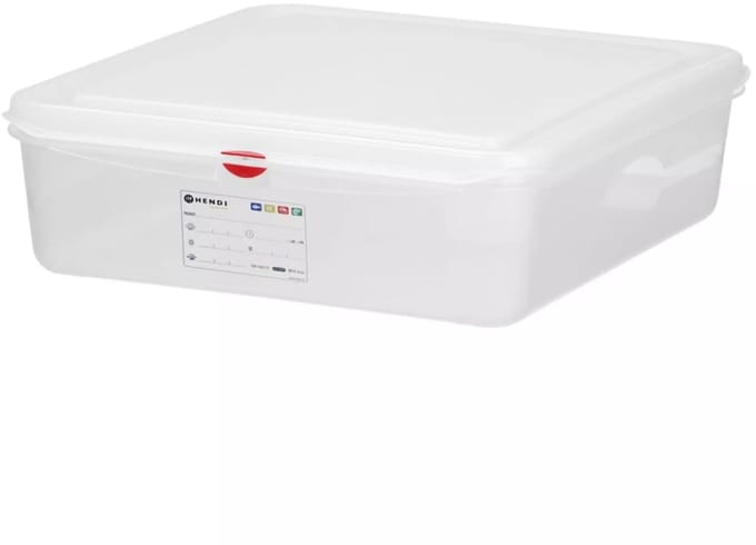 HENDI GN 1/1 container polypropyleen met deksel 53x32,5x20 cm transparant voor voedselopslag