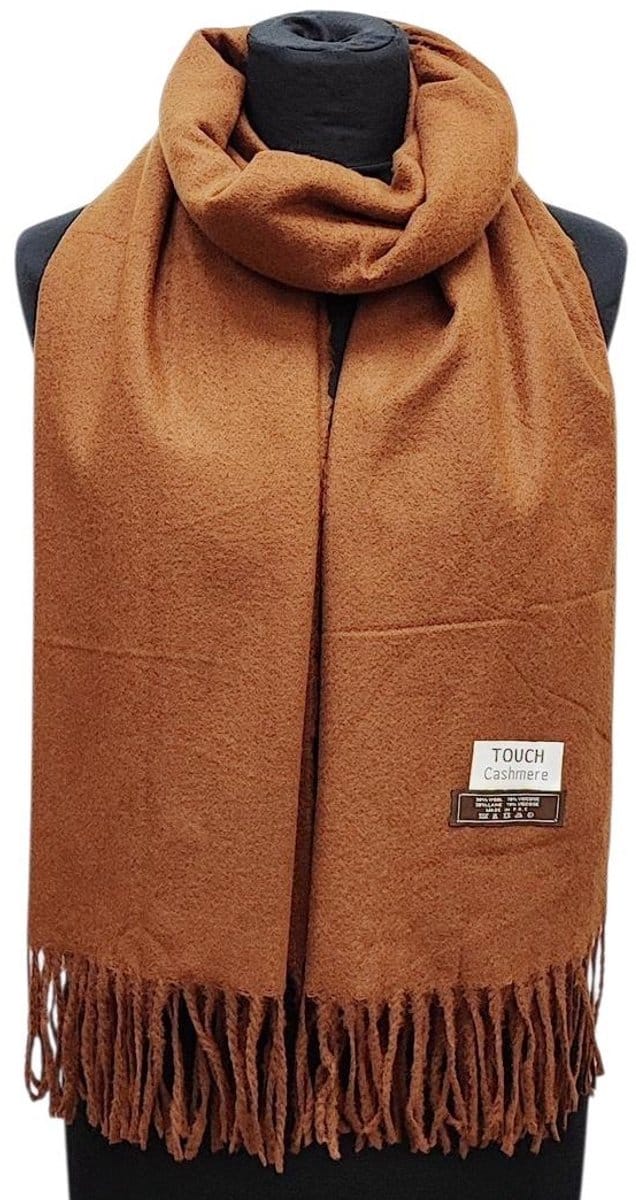 Lange Warme Sjaal - Dames - Heren - Effen - (23228#) - Karamel - Bruin