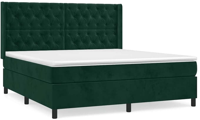 vidaXL - Boxspring - met - matras - fluweel - donkergroen - 160x200 - cm
