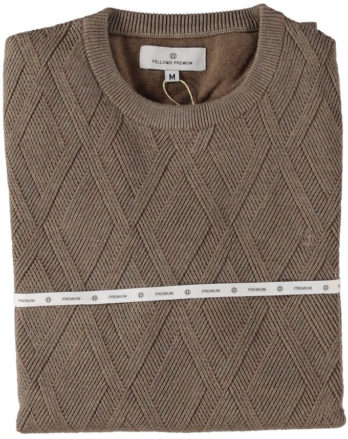 Fellows United Pullover Premium Crew Neck Argyle Struct. Brown (52.1150 - 145)