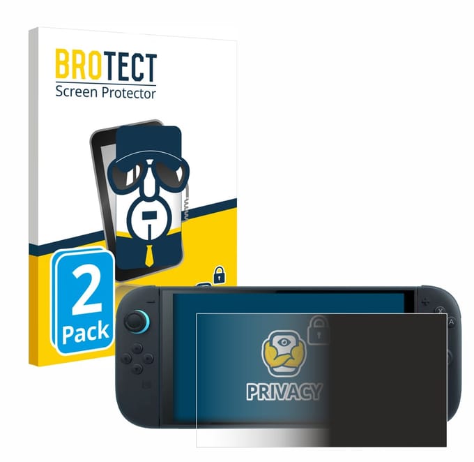 BROTECT - privacy screenprotector voor Nintendo Switch 2 - Folie Beschermfolie Blauwlichtfilter 2 Stuks