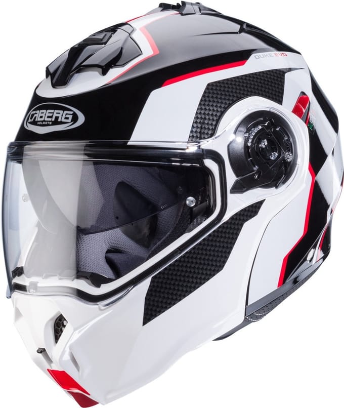 Caberg Duke Evo Move Zwart Wit Rood Systeemhelm - Helm