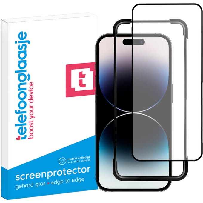 iPhone 15 Pro screenprotector gehard glas Edge to Edge + Installatie Tool