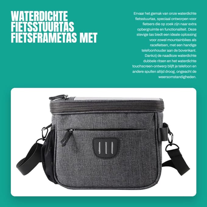 Dailygoods- Fietsstuurtas Waterdicht - Fietsframetas - Telefoonhouder