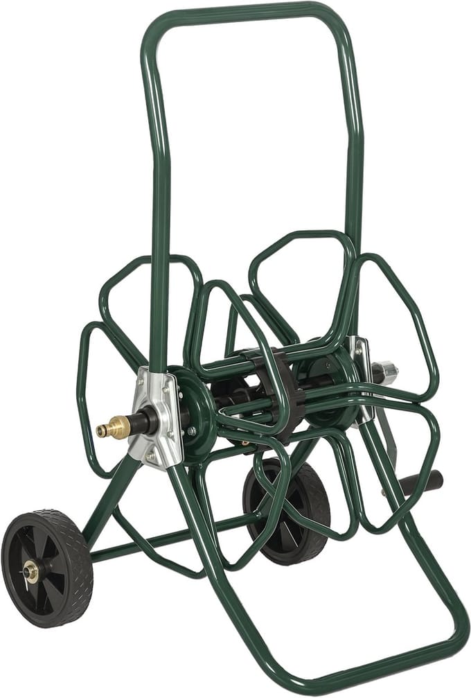 Outsunny Tuinslanghaspelwagen - Metaal - 51,5x60,5x78,5cm - Donkergroen